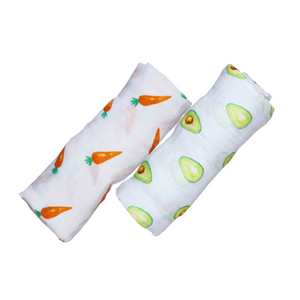 Organic Swaddle Set - My First Food (Avocado / Carrot)