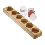 Wooden holder with 6 glass jars (50ml)